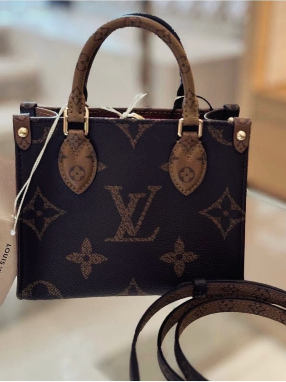 Louis Vuitton on the go bb reverse Monogram Canvas Mini Tote